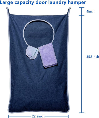 KEEPJOY Large Size 2Pack Hanging Laundry Hamper Bag, Door Hamper with 2 Hooks for Dirty Clothes - 35X21.6 inch - Blue (2Pack)