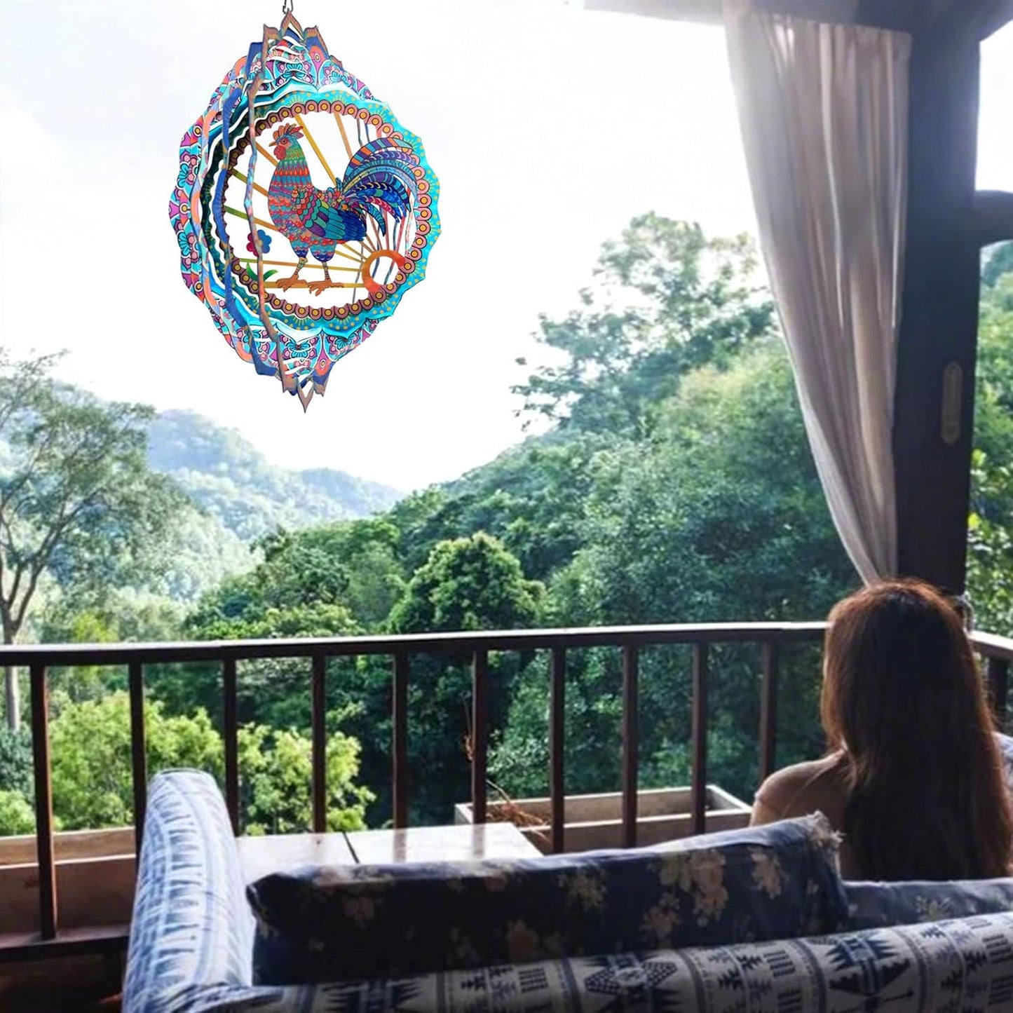 Rooster Wind Spinner for Yard and Garden,12in Wind Spinners Outdoor Rooster Gifts,Chicken Gifts for Women Mother Grandma Wife Men Father,Garden Decor Metal Hanging Yard Art Wind Sculpture