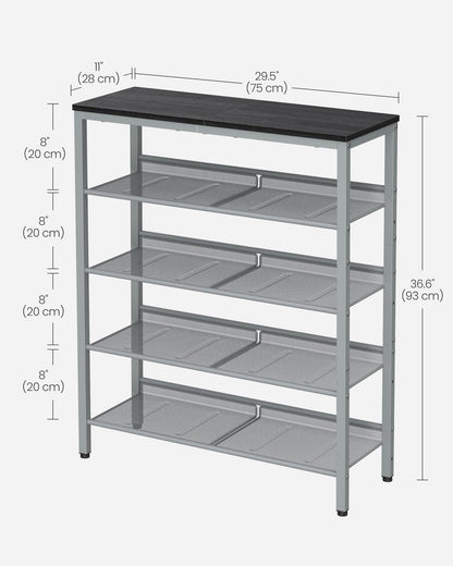 VASAGLE Shoe Rack for Entryway, Freestanding, Adjustable, Industrial