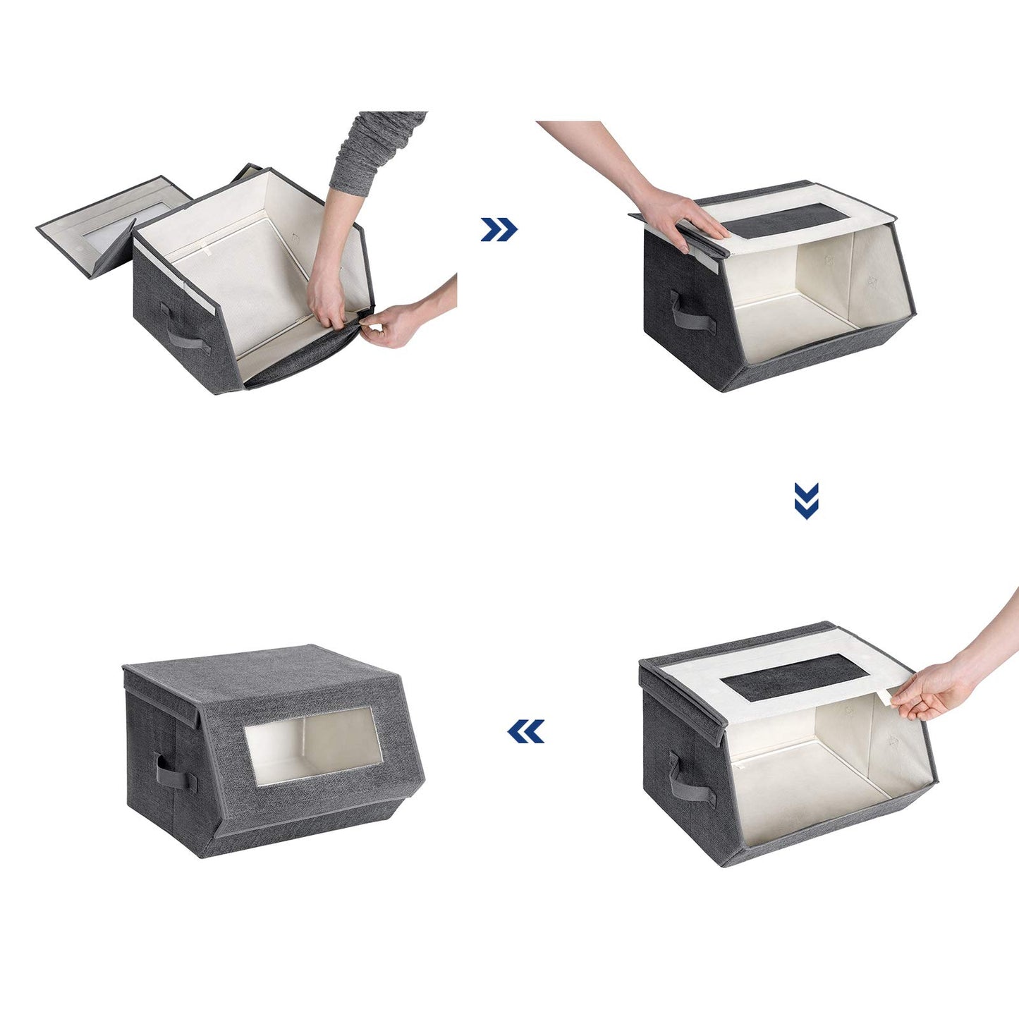 SONGMICS Stackable Storage Bins, Set of 2, with Lids and Front Windows