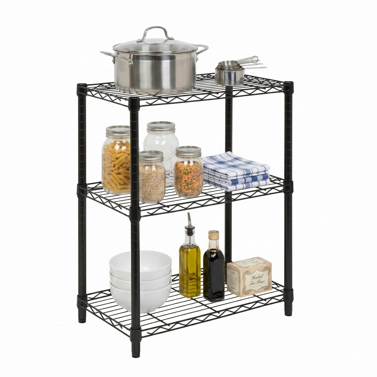 Honey-Can-Do 3-Tier Heavy Duty Adjustable Shelving Unit, 250-lb Per Shelf Metal Storage Rack, NSF