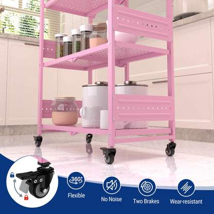 WORKPRO 5-Tier Folding Shelf, No-Assembly Metal Storage Rack with Wheels, 750 lbs Capacity (with
