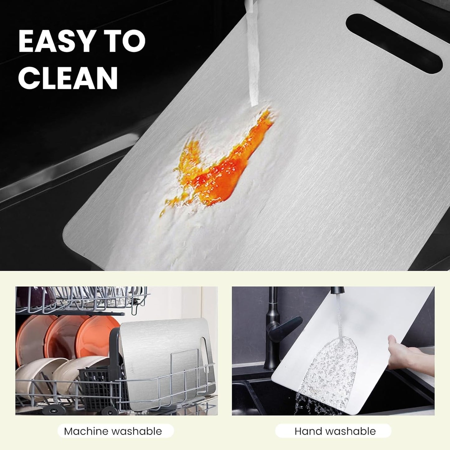 2 Pack Titanium Cutting Board - 100% Pure Titanium Cutting Boards For Kitchen,Easy to clean, Double-sided food-grade Cutting Board For Cutting Meats, Fruits And Vegetables(13 * 9)