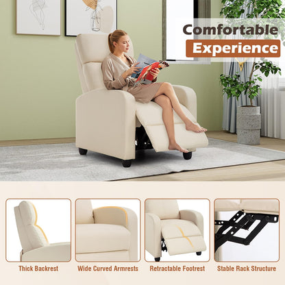 BestMassage | Recliner Chair | No Massage Function | Pu Beige | with Lumbar Support, Adjustable Push Back, Wide Armrests, Footrest & Padded Seat | Easy Assembly | for Living Room, Home Theatre