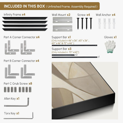 SIGNWIN 46"x72" Extra Large Framed Wall Art Neutral Abstract Geometric in Mid-Century Style, Retro-Inspired Design for Home Living Room Bedroom Decor (Frame Assembly Required)