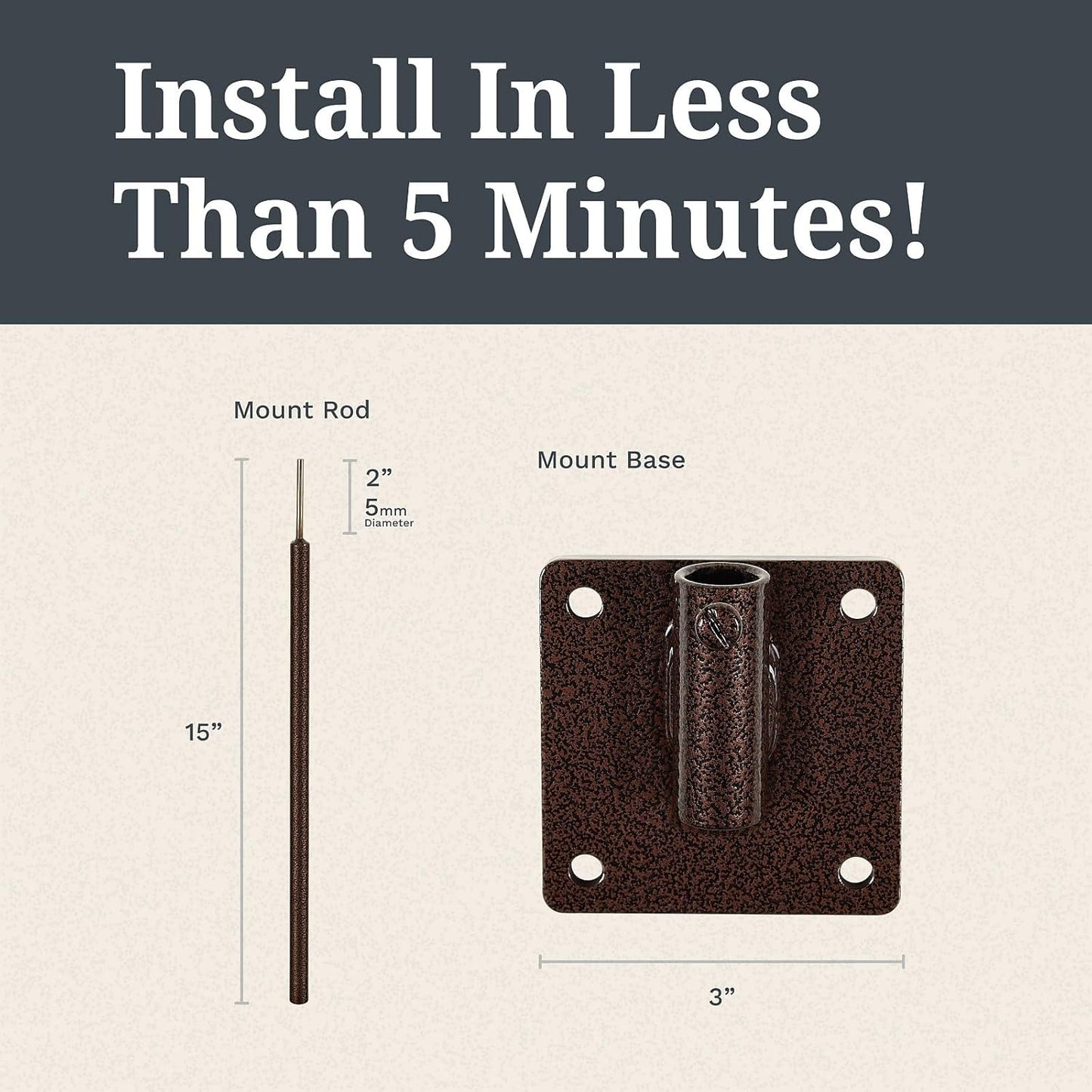 EZ Vane Birdhouse Weathervane — Post Mount, Wind Cups, Antique Copper Finish, Steel with Durable Triple Powder Coating, Handcrafted in USA