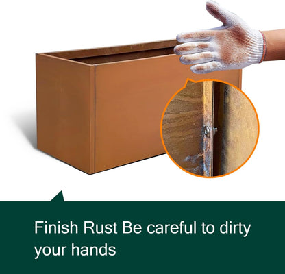 Corten Steel Planter Box Rectangular Planters Large Outdoor Planter Metal Planter Box for Tall Plant Trough Rustic Patina for Garden Yard Commercial Residential Farm 16 in x 31.5 in x 16 in