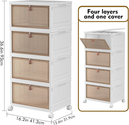 YFXCVSL 4 Tier Plastic Storage Bins with Lid 32QT, Stackable Storage Bins