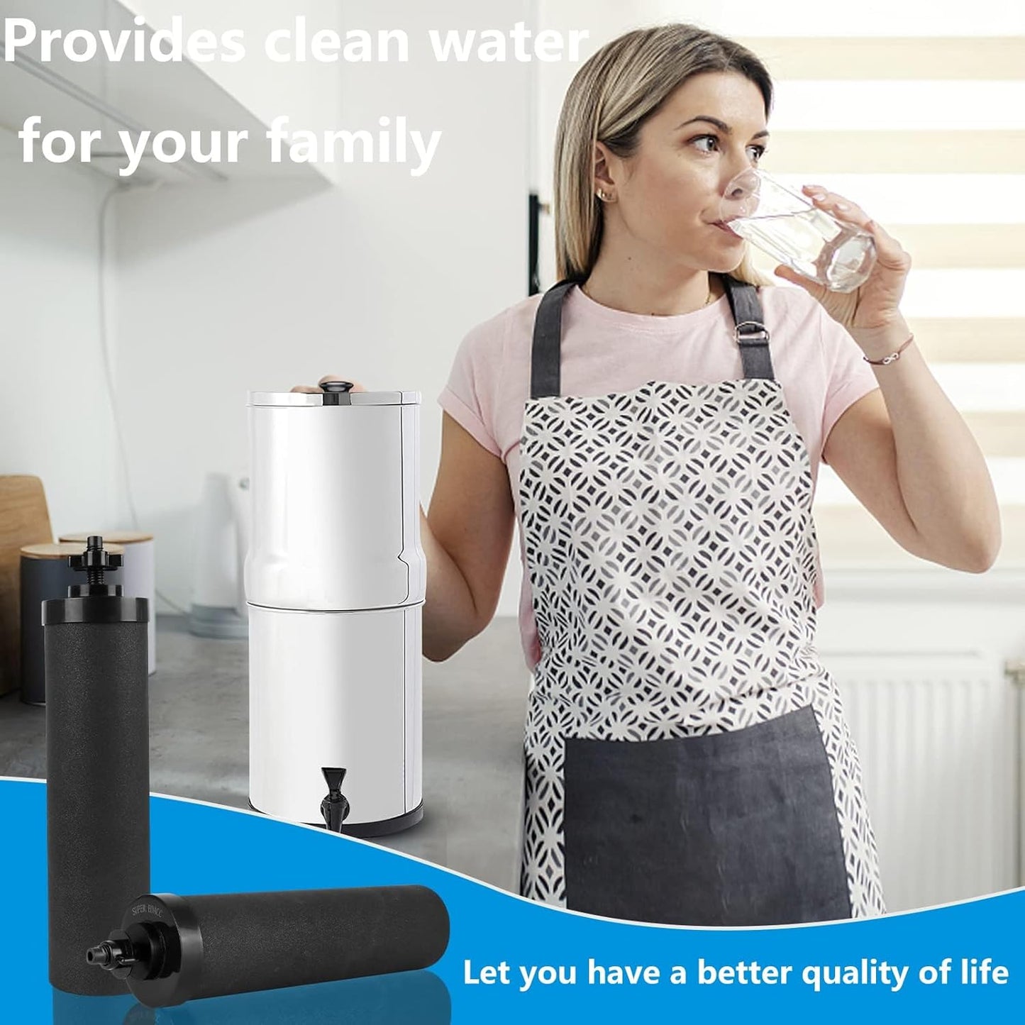 Water Filter Silver Infused Replacement for Berkey® BB9-2® Black Carbon Block Filters System,Compatible with Berkey® Gravity Countertop Purification Elements,Pack of 4