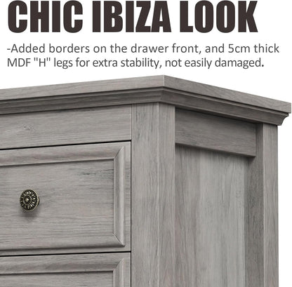 LGHM Large 9 Drawers Dresser, Long Dressers for Bedroom, Chests of Drawers TV Stands, Sturdy and Stable Storage Organizer - Thick Support Legs Design, 6" Deep Drawer for Living Room, Hallway, Gray