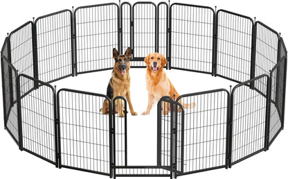 Metal Dog Playpen, 40 Inch Height 16 Panels, Large Dog Fence for Large/Medium/Small Dogs Indoor & Outdoor Bliss, Perfect Dog Pen for Camping, Yard, and RV | Black-Silver