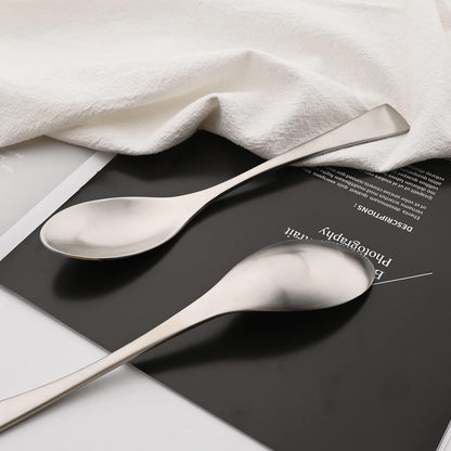 Luxury 304 Stainless Steel Matte Silver Cutlery Flatware Set - Utensil Set Steak Spoons and Forks Knife Silverware Set,Service for 4 (24-Piece)