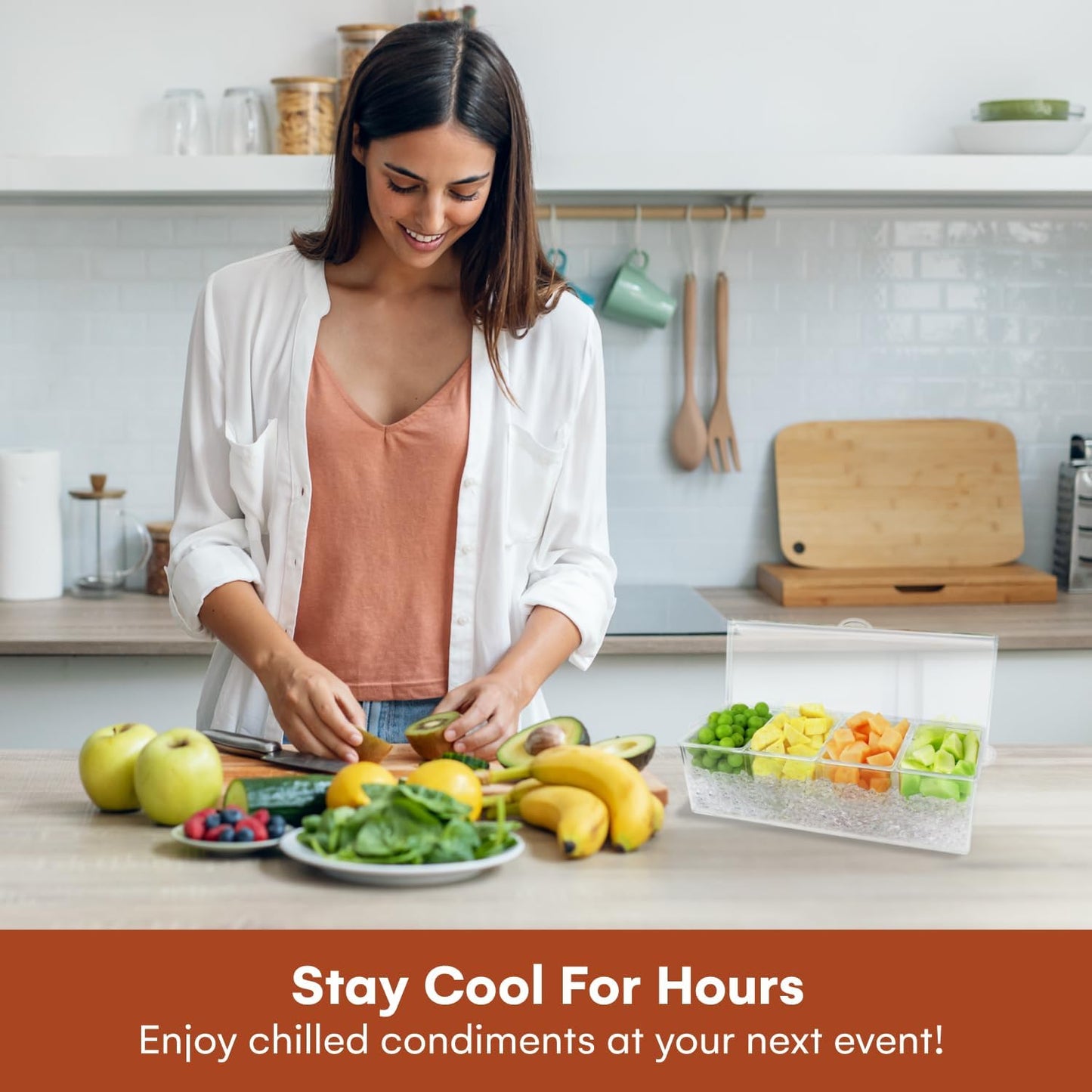 Estilo 4 Section Condiment on Ice, Clear (1-(Pack))