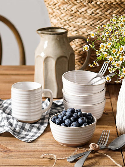 LE TAUCI Small Bowls 10 oz, Ice Cream Bowl, Ceramic Stoneware Bowl, Bowls Set for Dessert, Fruits, Side Dishes, Suit For Housewarming - 4.5 Inch, Set of 4, Arctic white