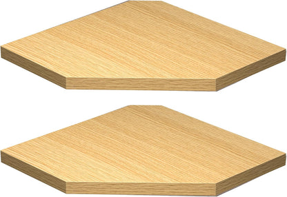 Corner Shelf Wall Mount, Floating Corner Shelves, Set of 2 Corner Wall Shelf Organizer, Rustic Wood Wall Storage Display Shelves for Living Room Bedroom Bathroom Kitchen, Rustic Brown, Oak