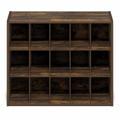 Furinno FANO 15-Cube Shoe Rack, Stackable Shoe Organizer, Amber Pine