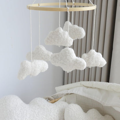 Cloud Mobile for Crib Boho Baby Mobile for Crib Bassinet Boucle Cloud Crib Mobile for Girls Boys Neutral Nursery Mobiles