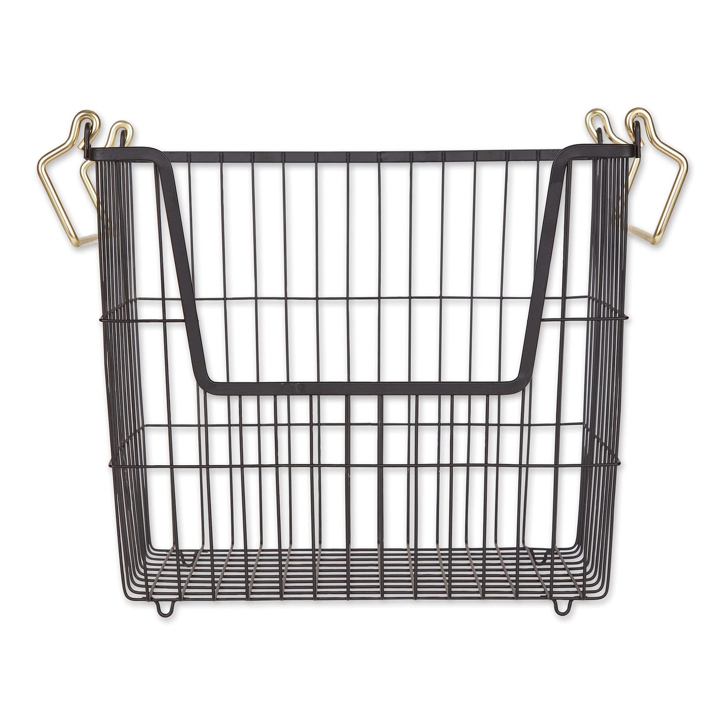 DII Metal Wire Utility Storage Bin, Large Rectangle, 13x10x11", Black/Gold