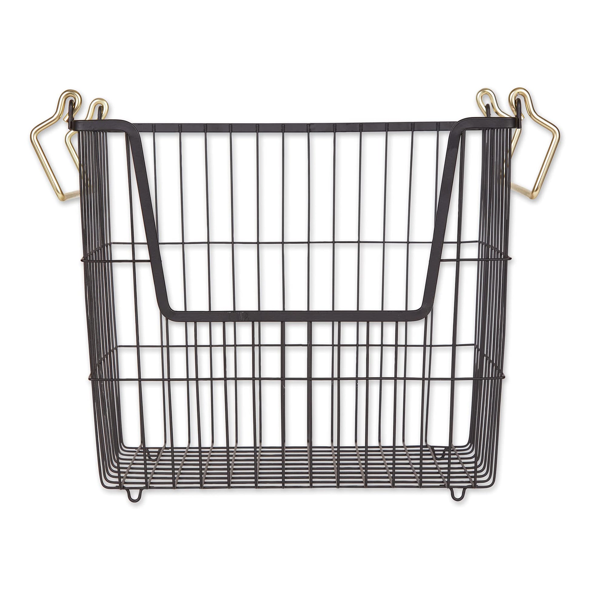 DII Metal Wire Utility Storage Bin, Large Rectangle, 13x10x11", Black/Gold