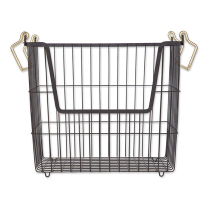 DII Metal Wire Utility Storage Bin, Large Rectangle, 13x10x11", Black/Gold