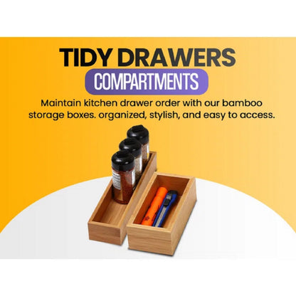 YBM Home Bamboo Drawer Organizer Storage Box for Kitchen Drawer, Junk Drawer, Office, Bedroom