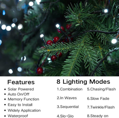 Joomer Solar Christmas Lights Outdoor 4 Pack Total 156FT 400LED 8 Lighting Modes Solar String Lights Waterproof Fairy Tree Lights for Garden Yard Patio Christmas Decoration (White)