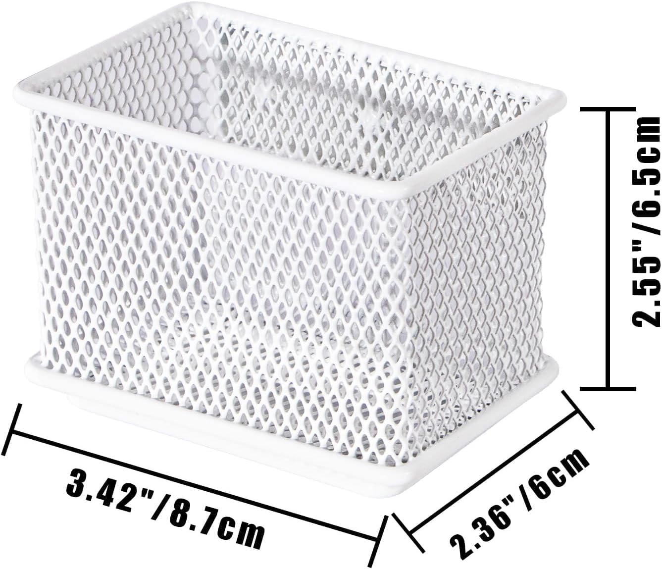 White Magnetic Basket, Magnetic Pencil Holder for whiteboard, Wire Mesh Magnetic Refrigerate Organizer, Magnetic shelf Desktop Storage, 3.42'' x 2.36'' x 2.55'',Set of 4