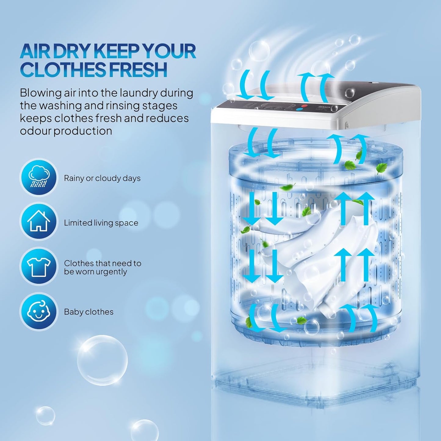 ROVSUN 25LBS Portable Washing Machine, Full-Automatic Electric Laundry Machine with Stainless Steel Drum, 110V Compact Washer, Washer and Spin Dryer Combo with Drain Pump for Apartment, Dorm, Home