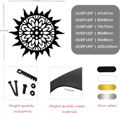 Sunburst Metal Wall Decor, Metal Sun Wall Decor, Metal Sun Flower Wall Art, Outdoor Metal Sun Wall Art, Sun Burst Wall Decor, Home Decor, Patio Decor, Wall Art for Living Room, Bedroom (White, 32"x32"|80x80cm)