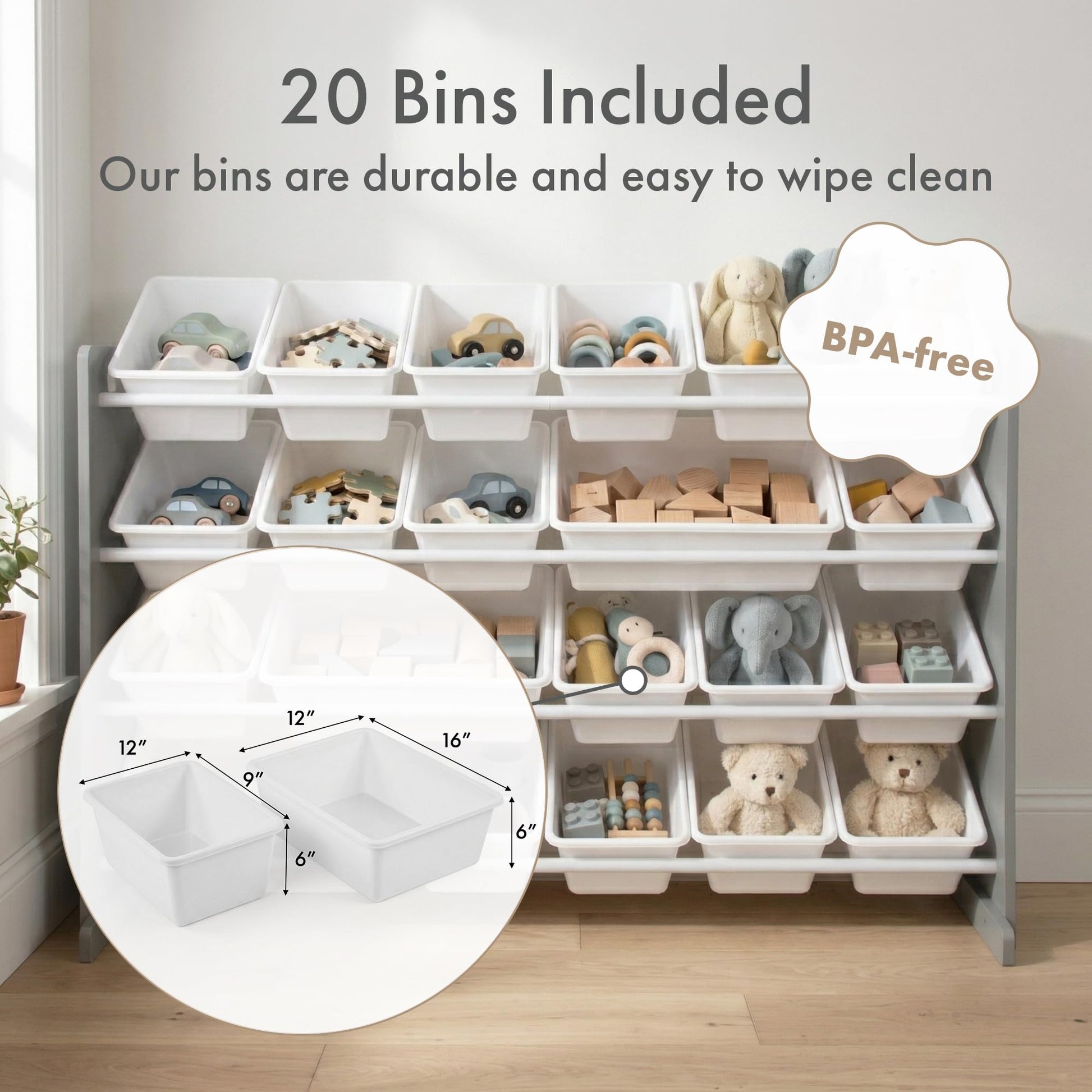 Humble Crew Kids Toy Organizer with 20 Bins, 4 Tier Storage for Playroom
