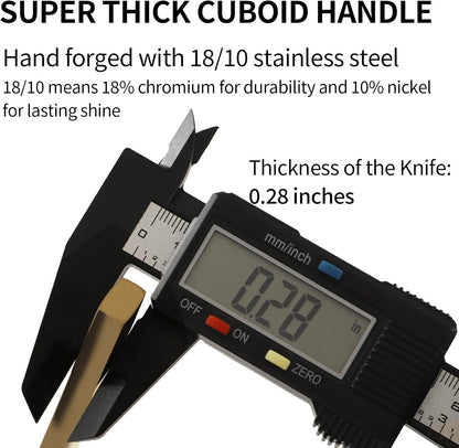 Stainless Steel Flatware Set Hand Forged 18/10 Silverware Set Cutlery Set Gold Cuboid Handle Mirror Finished 20 Pieces Service for 4