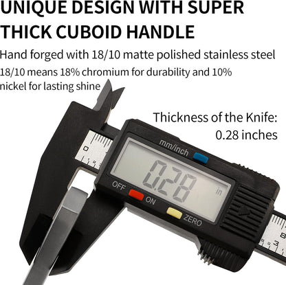 Stainless Steel Flatware Set Hand Forged 18/10 Silverware Set Cutlery Set Silver Cuboid Handle Matte Finished 20 Pieces Service for 4