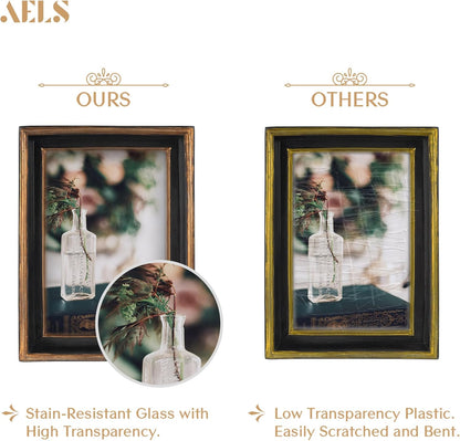 AELS 4x6 Inch Vintage Picture Frame, Elegant Luxury Antique Photo Frames with Glass Front, Photo Display, Tabletop Wall Hanging, Gift Ideas, Pearl Pattern