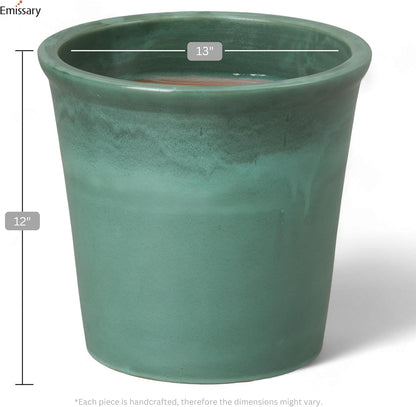 Emissary Round Stoneware Planter (Parent SKU 12012) (Green, 13" D x 12" H)