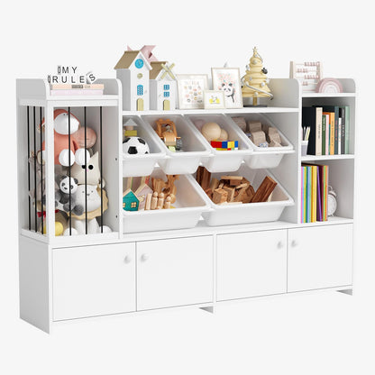 Treesland 55 Inch Large Kids Toy Storage Organizer, Kids Bookshelf Bookcase, Toy Storage Cabinet for Playroom, Bedroom Nursery