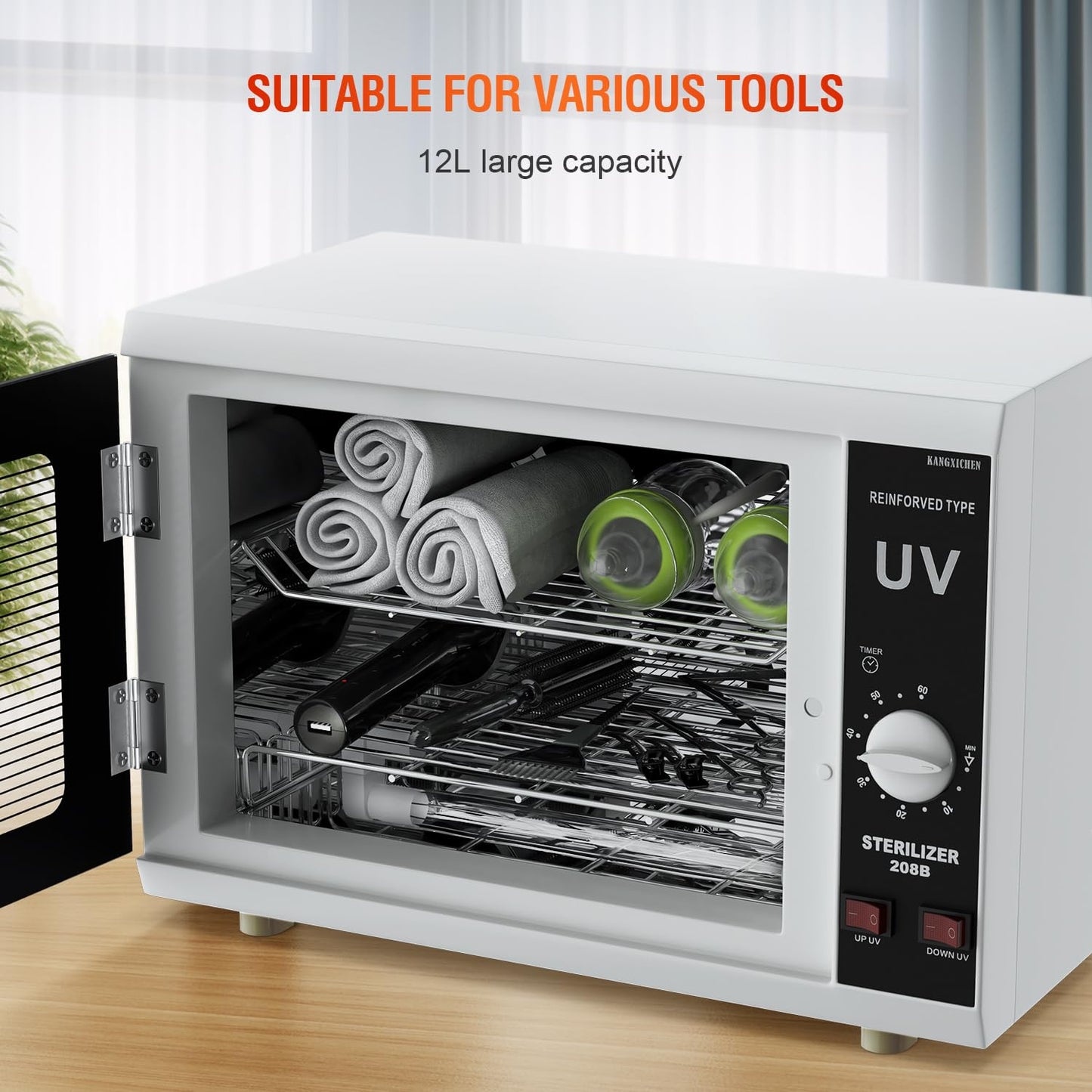 UV Sanitizer Cabinet. Dual Lamp UV Light Sanitizer Box with Timer Setting, Suitable for Cleaning of Various Items