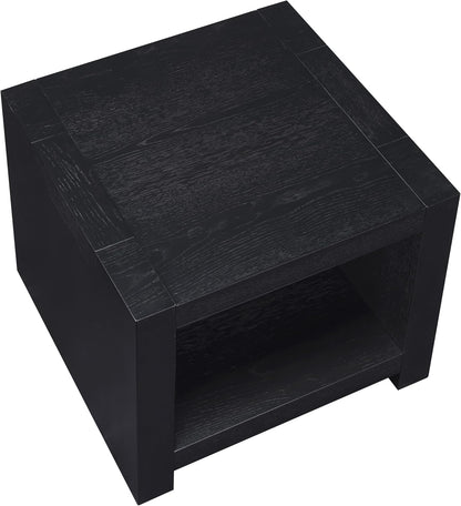 Steve Silver Furniture Aubrey Black End Table, Living Room/Bedroom, Contemporary/Modern Design, Bottom Storage Shelf, Chair Side/Media Table, 24'L x 24" W x 24" H, Black