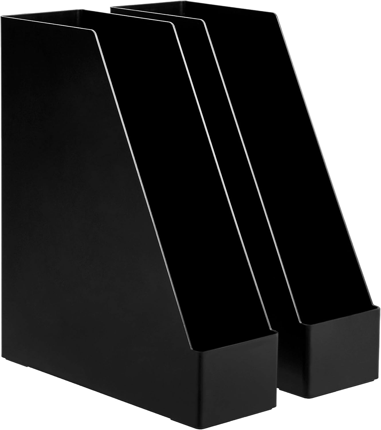Amazon Basics Plastic Desk Organizer - Vertical Magazine and File Holder, Black, 12-Pack