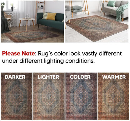 Keen Home Design 2x3 Rug - Machine Washable Entry Rug with Non-Slip Backing, Ideal for Enteryway, Kitchen, Bathroom, Laundry Room - Vintage, Easy Clean, Durable, Low Pile Rug - (2' x 3')