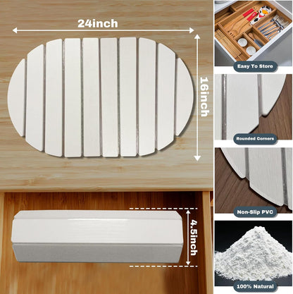 Large Stone Dish Drying Mats for Kitchen Counter, Quick Dry Absorbent Collapsible Dish Drying Mat,Diatomaceous Earth Mats for Dishes Bottles Cups,Match Any Countertop, Elliptical 24 * 16inch