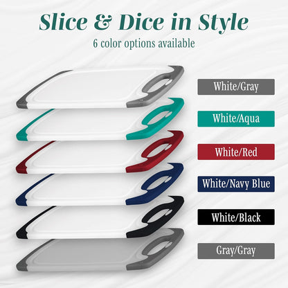 Cutting Boards for Kitchen - BPA-Free Chopping Board - Different Sizes & Non Slip Handles - Reversible, Large Cutting Board Set - Unique Gifts for Cooks Who Have Everything - 3-Pack Gray/Gray