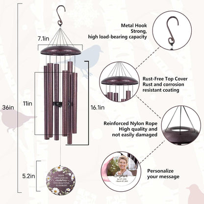 ASTARIN Personalized Deep Tone Wind Chime Memorial, Customized Sympathy Wind Chimes, Memory Wind Chimes for Loved Ones Lost, Bereavement Gifts Windchimes Outdoor