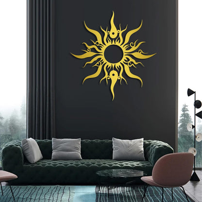 Hotuijxca Metal Wacky Sun Wall Art, Wacky Sun Metal Decor for Livingroom, Bedroom (White, 35"x34"/90x87cm, metal wall art)