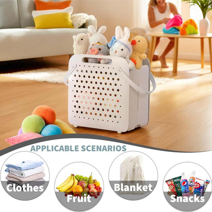 45L Foldable Laundry Basket, Plastic Collapsible Laundry Baskets with Handles, 12 Gallons Dirty Clothes Hamper for Dorm Laundry Room Organization, Freestanding Wall Hanging Laundry Hamper
