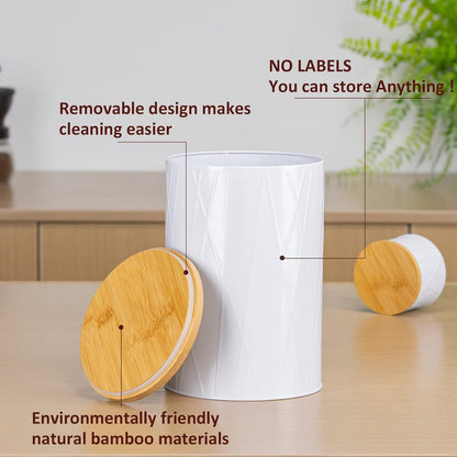 White Canister Sets for Kitchen Counter, Kitchen Canisters Set of 6, Flour and Sugar Containers, Coffee and Tea Storage, Modern Farmhouse Kitchen Decor