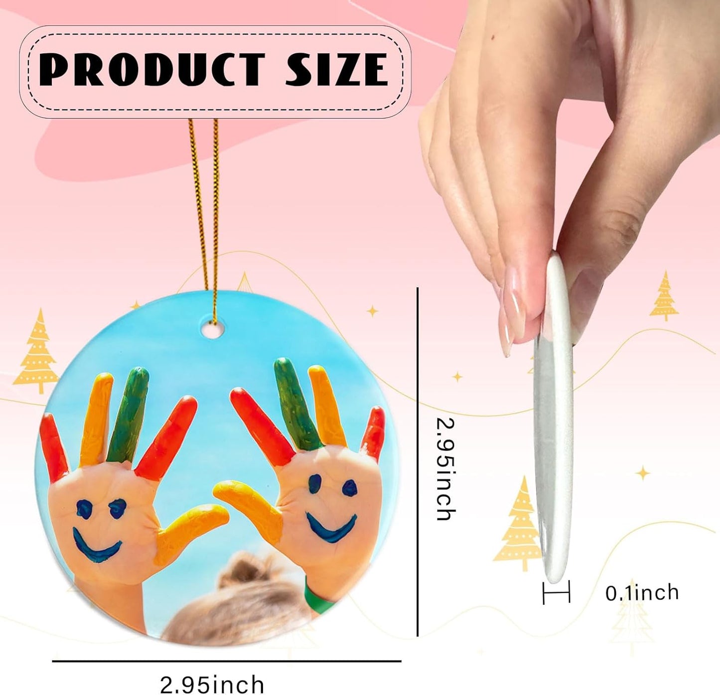 Sublimation Ornament Blanks, Double-Sided Ceramic Ornaments Sublimation Blanks Bulk, DIY Christmas Ornaments for Crafts, Heat Press Printing Christmas Decorations for Tree