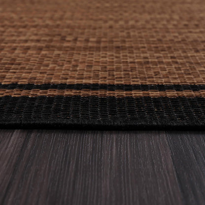 CAMILSON Indoor Outdoor Rug, 5x7 Bordered Nut Brown Black Modern Area Rugs for Indoor and Outdoor Patios, Kitchen and Hallway Mats, Washable Porch Deck Outside Carpet (Bordered Nut Brown Black, 5 x 7)