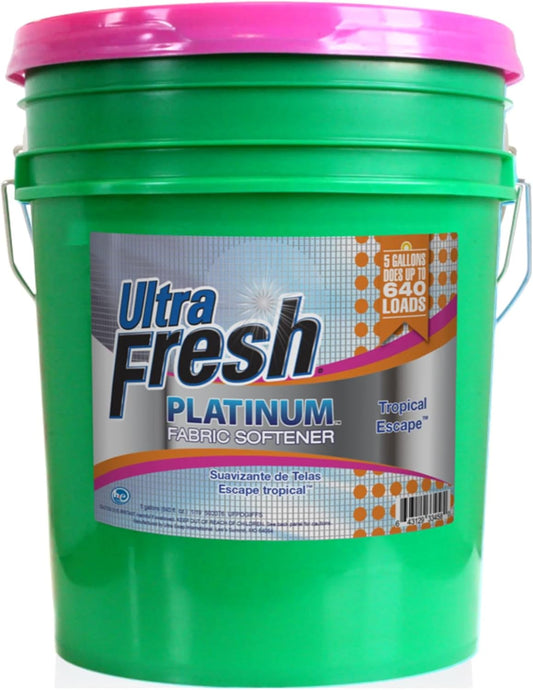 Ultra Fresh 5 Gallon Platinum Fabric Softener for All Machine Types, Liquid Laundry Softener, Up to