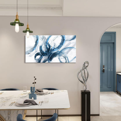 AJAZIKO Blue Wall Art Abstract Wall Decor Pictures for Living Room Wall Decoration Print Pictures Canvas Framed Artwork Minimalist Paintings for Office Above Bed Wall Decor 20×40in