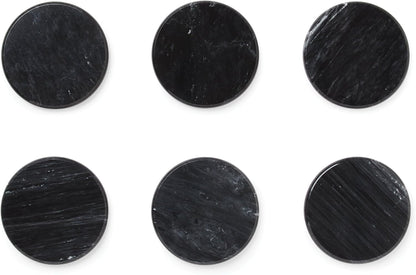 Fox Run Natural Polished Marble Coasters, Set of 6 Black Coasters